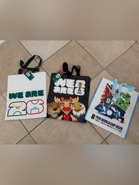 Set of 3 FIFA World Cup 2026 Reusable Tote Bags Official Licensed NWT